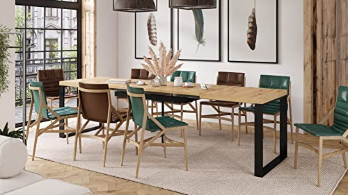 Mazzoni Design Esstisch Avari Tisch ausziehbar 120 bis 270 cm, Farbe:Eiche Gold - Schwarz matt