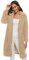 OMZIN Damen Revers Parka Faux Mantel Wollmantel Mantel Plüschjacke Plüschmantel Teddy Fleece Jacke Lang Cardigan Outwear Coat Übergangsjack Beige L