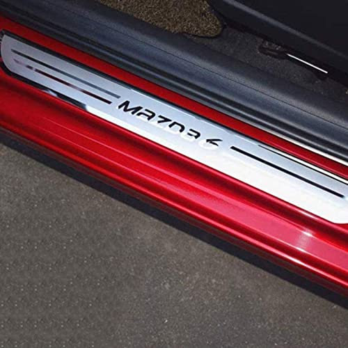 EAGLEG Auto Edelstahl Einstiegsleisten Für Mazda 6 2015-2019 Tuning Zubehör 4 STÜCKE Auto Scuff Plate Türschwelle Sill Aufkleber,Silver