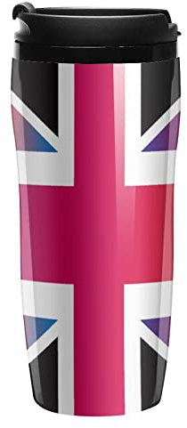 Union Jack England Flags Coffee Mug with Lid Double Wall Water Bottle Travel Tumbler Tea Cup for Hot/Ice Drinks 350ml