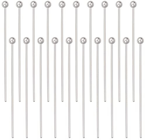 Beebeecraft 1 Box 50 Stück Kugelkopfnadeln 925 Kugelösennadeln Aus Sterlingsilber 25 mm Schmuckherstellungszubehör Für Die Herstellung von Charm-Perlen Zum Selbermachen