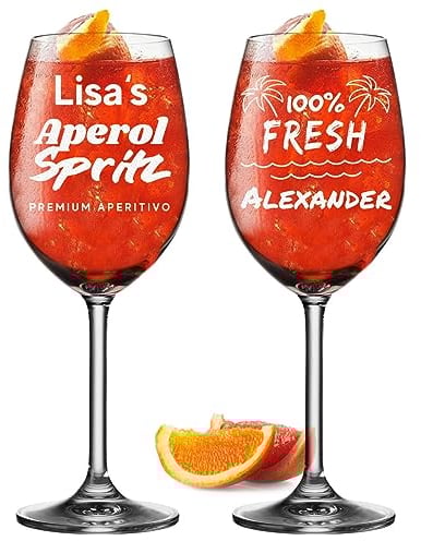 Leonardo 2er Aperol Spritz Gläser 460 ml mit Gravur - Geschenk zum Muttertag - mit Namen personalisiert - das Geburtstagsgeschenk - spülmaschinenfest und BPA-Frei - für Lillet und Wein