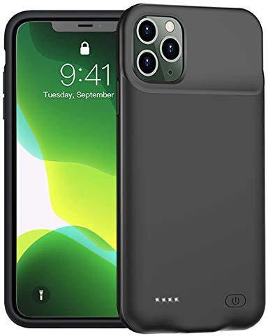 Funda de batería para iPhone 11 Pro, 7000 mAh, ultradelgada, portátil, protectora, inteligente, compatible con iPhone 11 Pro (5.8 pulgadas), funda de cargador de batería extendida recargable (negro)