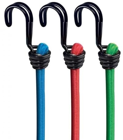 PARENCE.- Set di 3 tenditori elastici con ganci/cinghie, ideale per il trasporto di carichi, imballaggio, campeggio - base 60cm