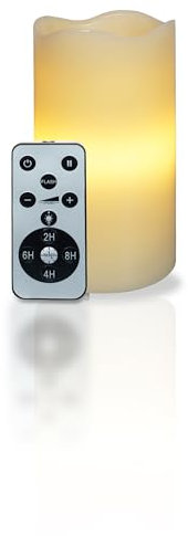 St Helens Home and Garden Flameless Artificial Candle with White Star Projector Lights with Timer Remote Control, Battey or USB Powered for Use in Home Decoration, Festive and Night Light