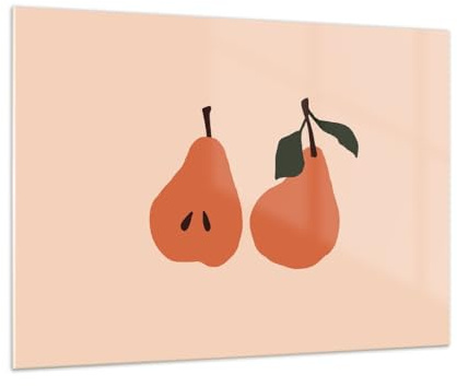 ARTTOR Glasbild 100x70cm Wandbild Glasdruck Kinder Küche - 5887 | Birne Obst Minimalistisch Groß Modern Dekoration Wohnzimmer Schlafzimmer Küche Wanddeko Kunstdruck Art Wall Decor ARTTOR