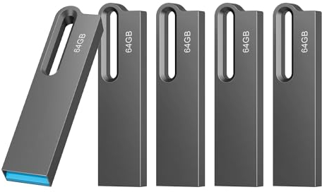 JOIOT 5 Stück USB Stick 64GB USB-Sticks 3.0 Speicherstick Mini Flash Drive Laufwerk High Speed Wasserdichtes Memory Stick für IOS Android Handy Linux Pad Laptop Schwarz