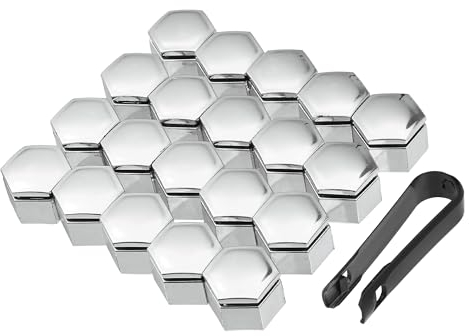 QUARKZMAN 20 Stück Rad Mutter Abdeckung für Land Rover Range Rover 22mm Silber Ton