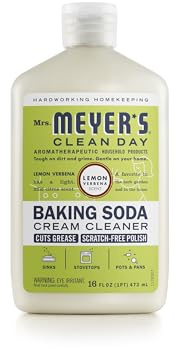 MRS. MEYER'S CLEAN DAY Baking Soda Cream Cleaner, Cuts Grease, Scratch-Free Polish, Lemon Verbena, 16 Fl Oz, Pack of 1