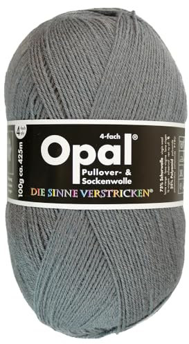 Frida's Wollhaus Opal 100 g Uni 4-fach Sockengarn Strümpfe Stricken filzfrei Wolle 35 Farben (9936 | Rauch)