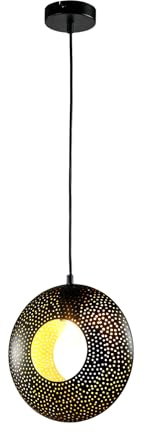 LQWELL® LED Pendellampe Schwarz Rund, E27 Hängelampe Hängeleuchte Retro Kronleuchter Anhänger Vertigo Lampe Höhenverstellbare für Esszimmer Cafés Studio Bartheke Schlafzimmer Einkaufszentrum Dekor