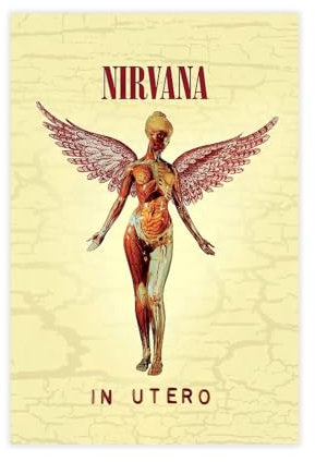HHMACC NIRVANA IN UTERO Albumcover-Leinwand-Poster, Wandkunst, Dekordruck, Bild, Gemälde für Wohnzimmer, Schlafzimmer, Dekoration, ungerahmt, 30 x 45 cm