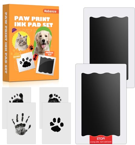 2 pcs Fußabdruck Baby Nabance Pfotenabdruck set Hund Katze mit 4 Karten Baby Fussabdruck set Baby Handabdruck Abdrücke Hundenasenabdruck Hundegeburtstag Geschenk für Hundebesitzer