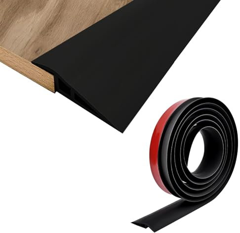 MeYuxg Übergangsprofil Selbstklebend 1M x 5CM, PVC Übergangsleiste Boden, Schwellenrampe Übergangsschiene Selbstklebend, Boden&Teppich Laminat Übergangsleiste für Parkettböden, Schwellen (Schwarz)