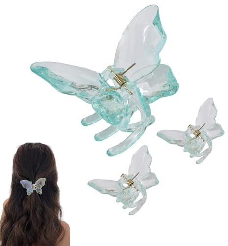 Traziewell Haarklammern Blumen Blau Haarklammern Groß 3 Stück Schmetterlings Haarspangen für Mädchen Haarklammern für Frauen und Damen 0715