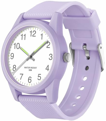 SOCICO Kids Analog Watches 50M Waterproof Easy Read for 3-12 Birthday Gift | Durable resin case, soft silicone strap, quartz movement and luminous hands ensure comfortable safe wear for young explorers