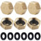 6PCS 1/2 Inch Brass Radiator Valve Caps (Female Thread) - Radiator Valve & Pipe End Caps with 6 Sealing Washers for Washing Machine Hoses, Decorative Pipe Isolation & Plumbing Protection