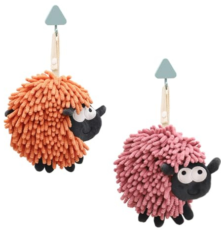 ARTICHIC Fuzzy Ball Handtuch - Lustige Badezimmer Handtücher in Schaf-Form, Super Saugfähige Chenille Handtücher für Bad und Küche mit Aufhängeschlaufe