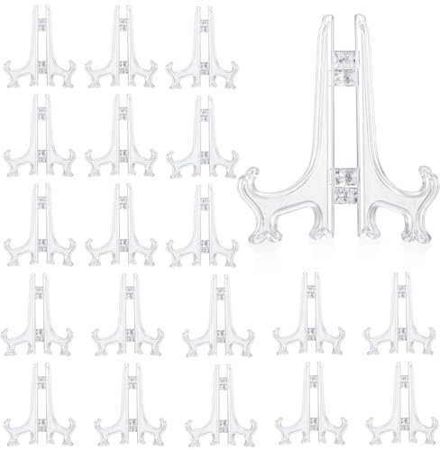 48 Pieces Mini Clear Plastic Easels Stand, Plate Display Stands Easel Holders 3 Inch Small Transparent Display Stands for Plate Cards Picture Frames Magazine Books CDs at Weddings, Home Decoration