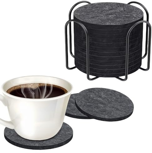 Lot de 14 sous Verre en Feutre, Dessous de Verre Résistants, Idéal pour Verres, Tasses et Bols, Protège Les Meubles des Rayures, FHISKUNYU
