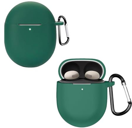 KZIOACSH Silicone Case for Google Pixel Buds PRO 2, Ultra Slim Anti-Scratch Anti-Lost Protective Earbuds Case Lightweight Washable Sumdge-Proof Earphone Skin Cover with Carabiner,Green