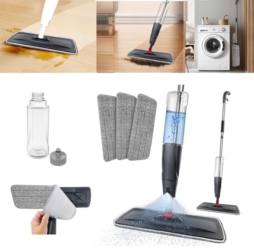 Flash Speed Mop Spray Mop,Microfibre Flat Power Mop with 3 Replaceable Pads,Floor Mops Wet&Dry Floor Cleaning Mop with 360°Rotatable Head & 700 ml Tank for Laminate Floor/Household Cleaning