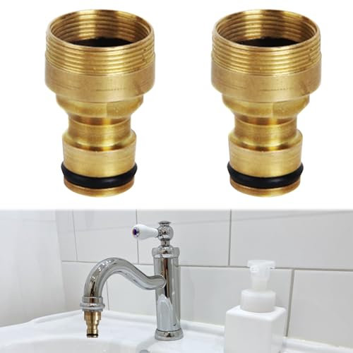 2Pcs Tap Hose Connector Brass Hose Tap Connector Universal Kitchen Tap Hose Connector Indoor Garden Hose Pipe Mixer Tap Hose Connector Bathroom Tap Adapter Hose Adapter Connector Fitting