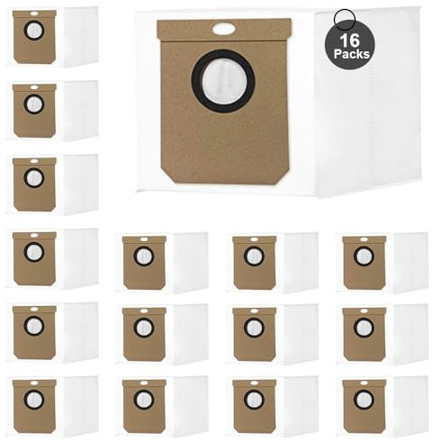 16 Pack White Dust Bags for Eufy Clean L60 SES / L60 Hybrid SES / L50 SES Robot, 2.5L Large Capacity Vacuum Cleaner Bags for Eufy, Clean Station Replacement Parts