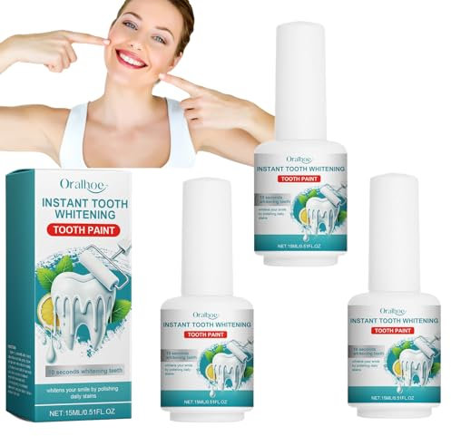 3 Stück Zahnlack Weiß Zahnfarbe Weiss Zähne Weiß Bekommen Sanfte Fleckentfernung Schnelle und Einfache Anwendung Selbstbewusstmachende Langanhaltende Ergebnisse