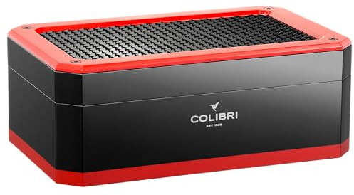 Colibri Rallye-Humidor, schwarz + rot, Hochglanz-Finish