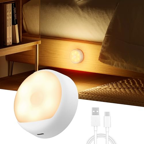 Rechargeable Motion Sensor Night Light, 2700K Warm Closet Light with Auto Dusk to Dawn & 120° Detection, 750mAh 180-Day Battery, USB-C Charging for Wardrobe, Kitchen, Stairs, Bedroom, Hallway(Polaris)