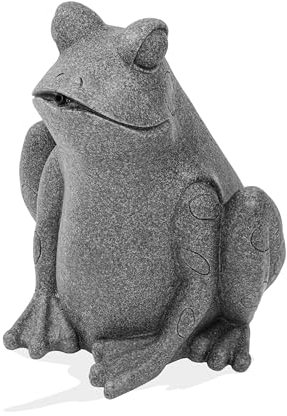 Esotec Wasserspeier-Figur sitzender Frosch, Teichfigur, Gartenstatue, Gartenfigur, Springbrunnen, Wasserspiel für Terrasse, Balkon-Brunnen, Quellstein, Polyresin, Kunststein 100748