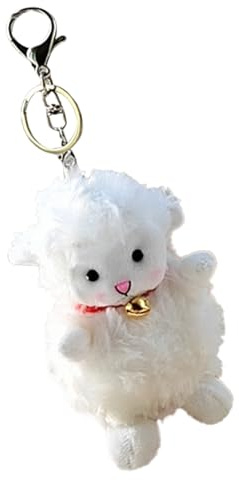 Generico Schaf-Puppe Keychain - Lammkette | Schaf-Anhänger aus Wolle | von Sheep White White Gust | 9 cm Lamm-Lamm-Schlüsselanhänger Kuschelig