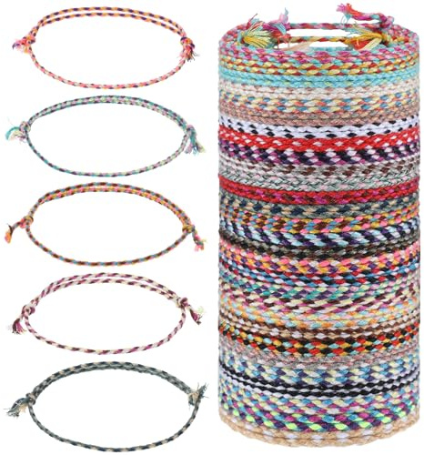 30Stück Geflochtene Freundschaftsarmband Damen, Bunte Verstellbare Schnurarmbänder, Handgefertigte Geflochtene Freundschafts- und Fußkettchen für Frauen und Männer Partygeschenke Passendes Accessoire