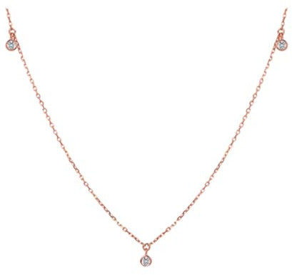 Beydodo Damen Halskette 585 Rotgold, Collier Halskette Dünn mit 0.1ct Diamant Kette Rosegold 45CM für Frauen Braut