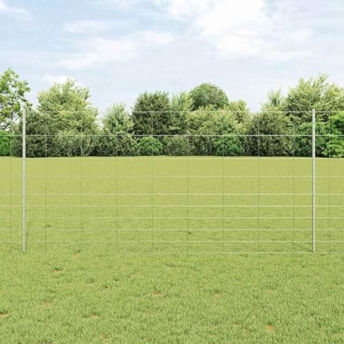 Zaun mit Pfosten Silber 1,2 x 50 m Stahl, Gartenzaun Rolle, Wetterfest, Sichtschutz, Einfache Montage, Robuste Stahlkonstruktion für Außenbereich
