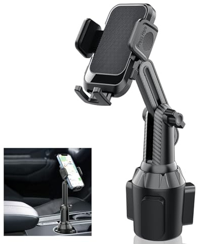 Haisanka Car Cup Holder Phone Mount, 360°Rotatable GPS Vehicle Stand Automobile Cradle, Adjustable Long Arm Cup Phone Holder Cradle, Car Holders for Mobile Phone & Pad, Car Gifts for Men and Women