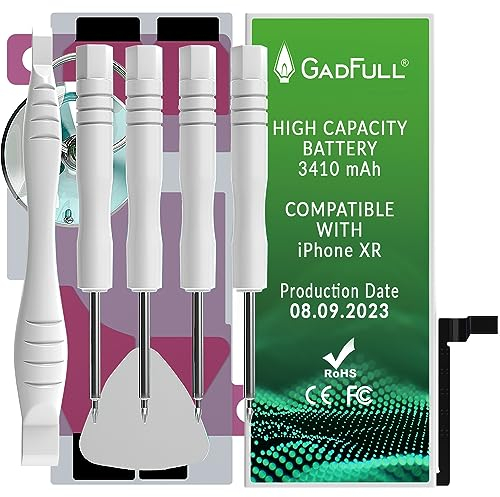 GadFull Batteria ad Alta Capacità compatibile con iPhone XR | 2024 Data di produzione | incl. Set di riparazione manuale & Kit strumenti Profi | Nuova Batteria Cellulare Extra