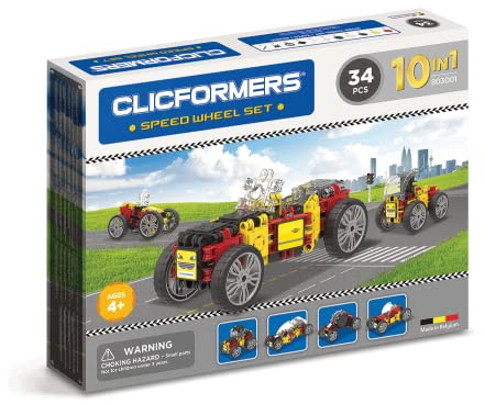 Clicformers - 803001 FR - Kreativspiel - Rennwagen-Set - 34-teilig