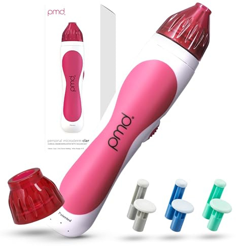 PMD Personal Microderm Classic – Mikrodermabrasion für zu Hause mit Kit für Gesicht und Körper – Peelingkristalle und Vakuumsauger für erfrischt aussehende, strahlende Haut – Pink