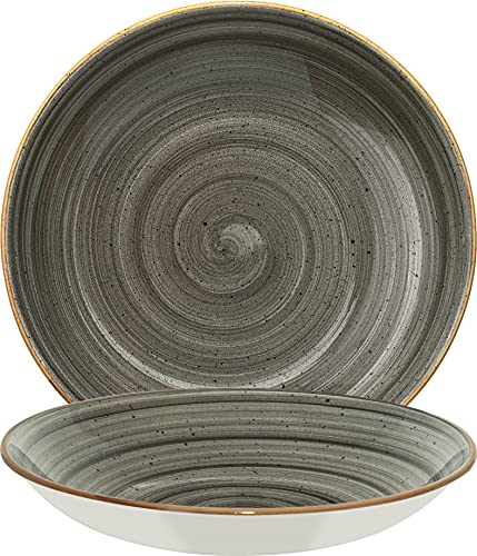 Bonna Premium Porcelain ASCGRM20CK Aura Space Plate Teller tief, Supenteller, 20cm, 500ml, Porzellan, grau, 1 Stück