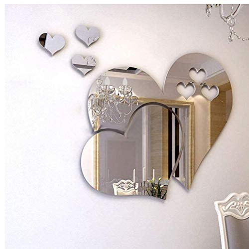 Oulensy Home 3D Removable Herz-Kunst-Spiegel-Wand-Aufkleber Wohnzimmer-Kunst-Abziehbild-Dekoration