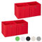 4 x Aufbewahrungsbox Stoff, quadratisch, Aufbewahrung für Regal, Stoffbox in Würfelform, HxBxT: 30 x 30 x 30 cm, rot