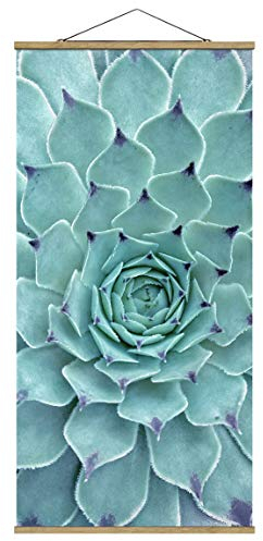 Stoffbild mit Posterleisten Top Tropical - Kaktus Agave 100 x 50cm Eiche