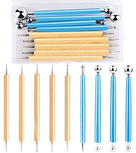 9 Pcs Dotting Tool Set, Dotting Pens with Ball Styluses Tools, Nail Art Pen Set with Storage Box, Marbleizing Tool, Nailart Tools for Rock Art Painting Nail Beuty Design Drawing Drafting