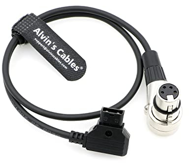 Alvin's Cables Luxury XLR 4 Pin Female Right Angle to D Tap Power Cable for ARRI Camera Monitor 50CM