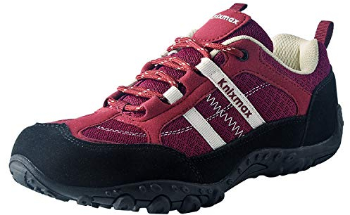 Knixmax Zapatillas de Senderismo para Mujer Zapatos de Montaña Zapatillas de Trail Running Ligeras Transpirable Antideslizante Zapatos de Trekking Rojo 38EU