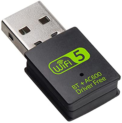 TFUFR USB WiFi Bluetooth Dongle Adapter, Wireless WiFi Stick 600Mbps Mini Dual Band 2.4GHz / 5.8GHz Bluetooth 4.2 Network Card Wi-Fi USB Adapter für Laptop, Desktop, Windows 10/8/8.1/7