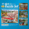 Bits and Pieces Multipack 4-in-1-Puzzle-Set, 500-teiliges Puzzle für Erwachsene, jedes Puzzle misst 46 cm x 61 cm, Landreisen, See, Hütte, Urlaub, Puzzles von Künstler Bigelow Illustrations