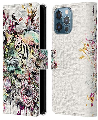 Head Case Designs Officially Licensed Riza Peker Tiger Animals Leather Book Wallet Case Cover Compatible With Apple iPhone 13 Pro Max